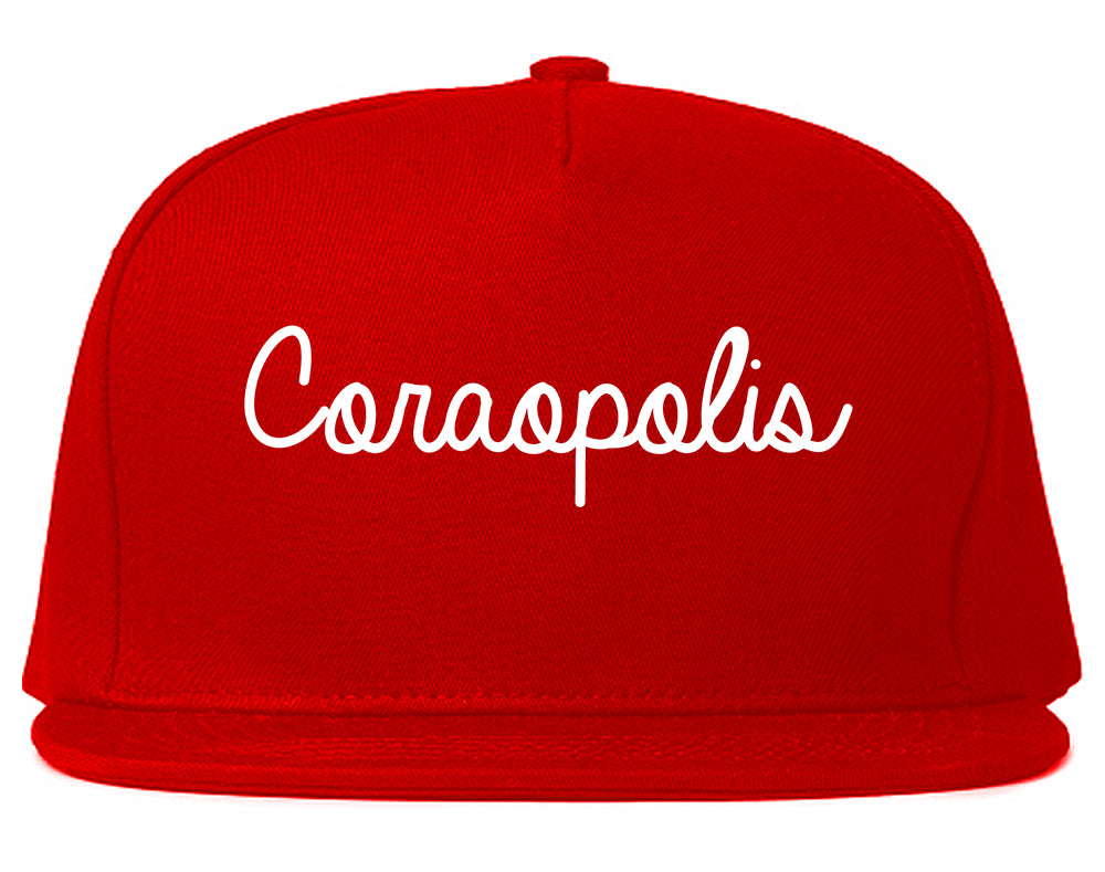 Coraopolis Pennsylvania PA Script Mens Snapback Hat Red