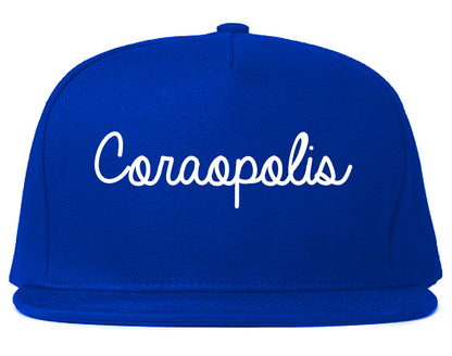 Coraopolis Pennsylvania PA Script Mens Snapback Hat Royal Blue