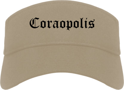 Coraopolis Pennsylvania PA Old English Mens Visor Cap Hat Khaki
