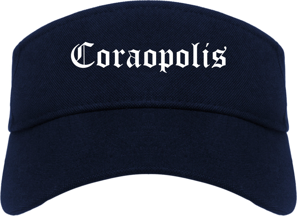 Coraopolis Pennsylvania PA Old English Mens Visor Cap Hat Navy Blue