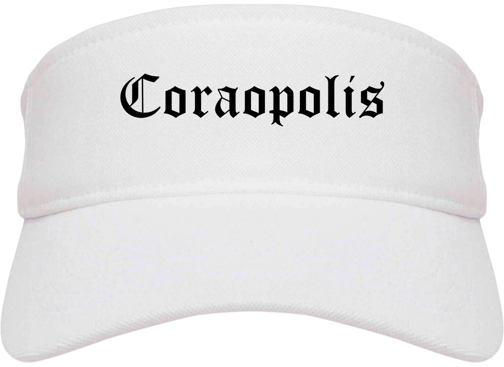 Coraopolis Pennsylvania PA Old English Mens Visor Cap Hat White