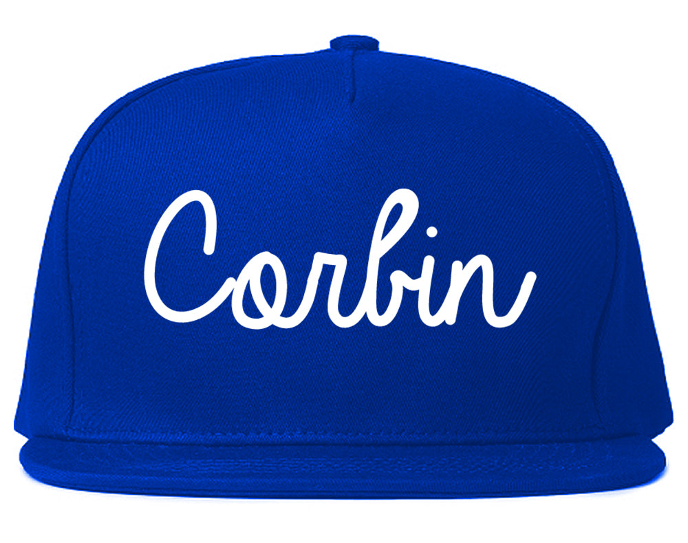 Corbin Kentucky KY Script Mens Snapback Hat Royal Blue
