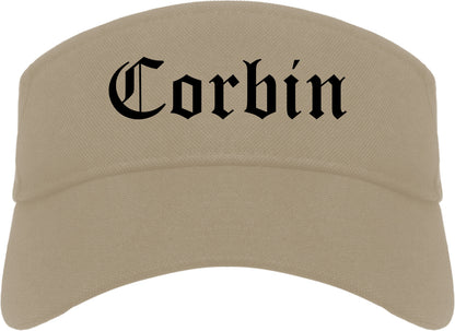 Corbin Kentucky KY Old English Mens Visor Cap Hat Khaki