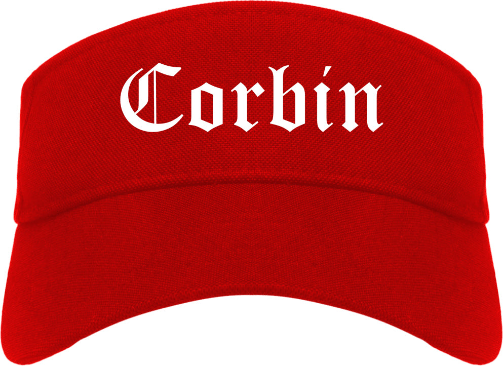 Corbin Kentucky KY Old English Mens Visor Cap Hat Red