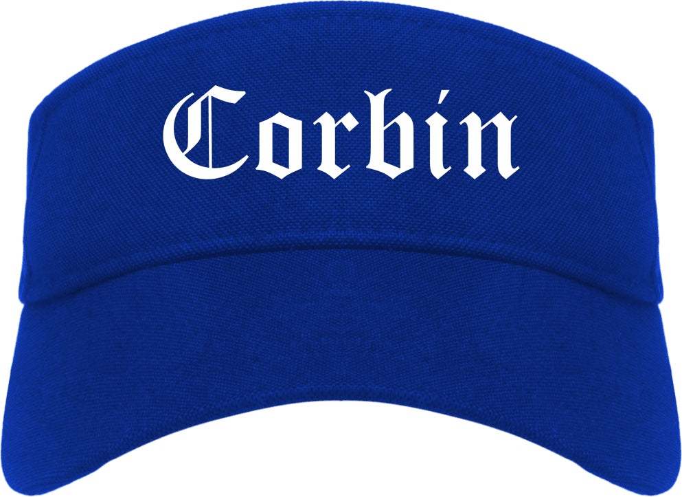 Corbin Kentucky KY Old English Mens Visor Cap Hat Royal Blue