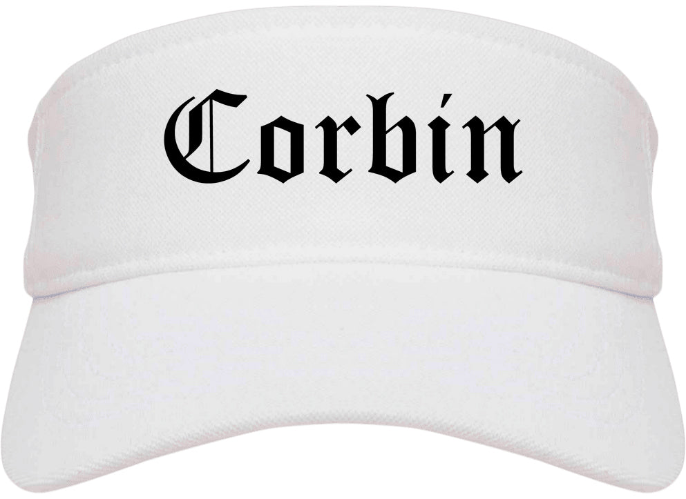 Corbin Kentucky KY Old English Mens Visor Cap Hat White
