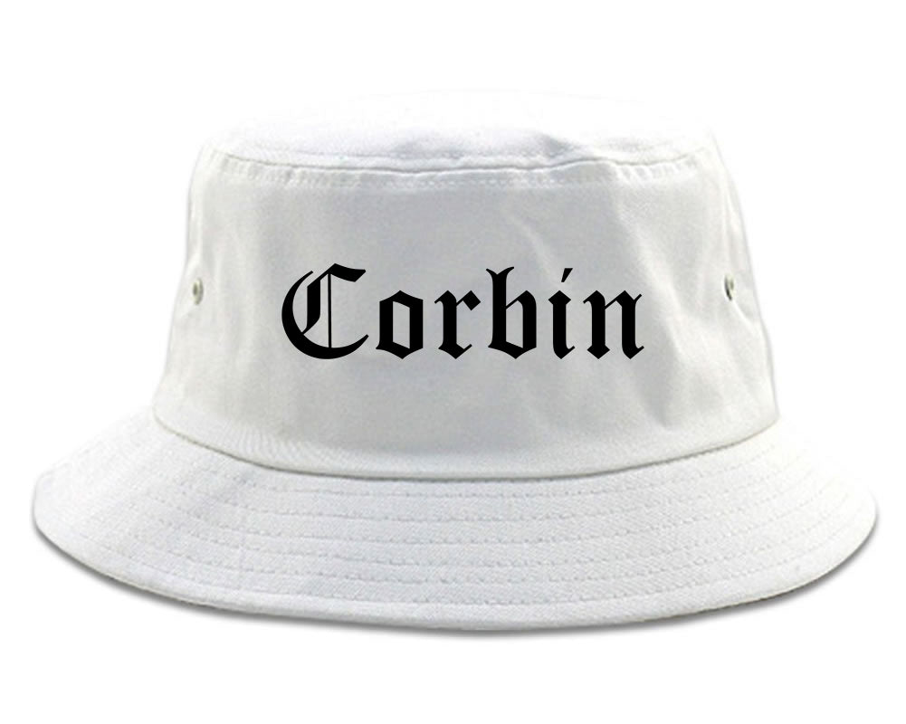 Corbin Kentucky KY Old English Mens Bucket Hat White