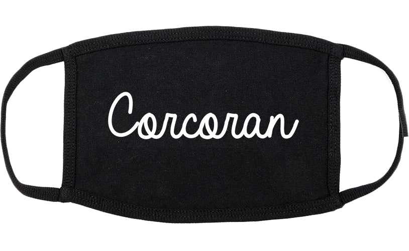 Corcoran California CA Script Cotton Face Mask Black