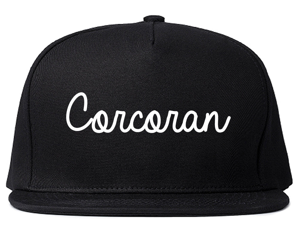 Corcoran California CA Script Mens Snapback Hat Black