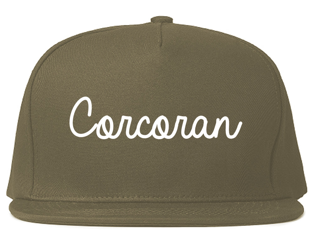Corcoran California CA Script Mens Snapback Hat Grey