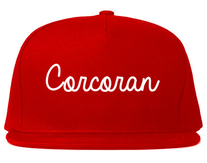 Corcoran California CA Script Mens Snapback Hat Red