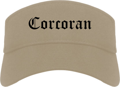 Corcoran California CA Old English Mens Visor Cap Hat Khaki