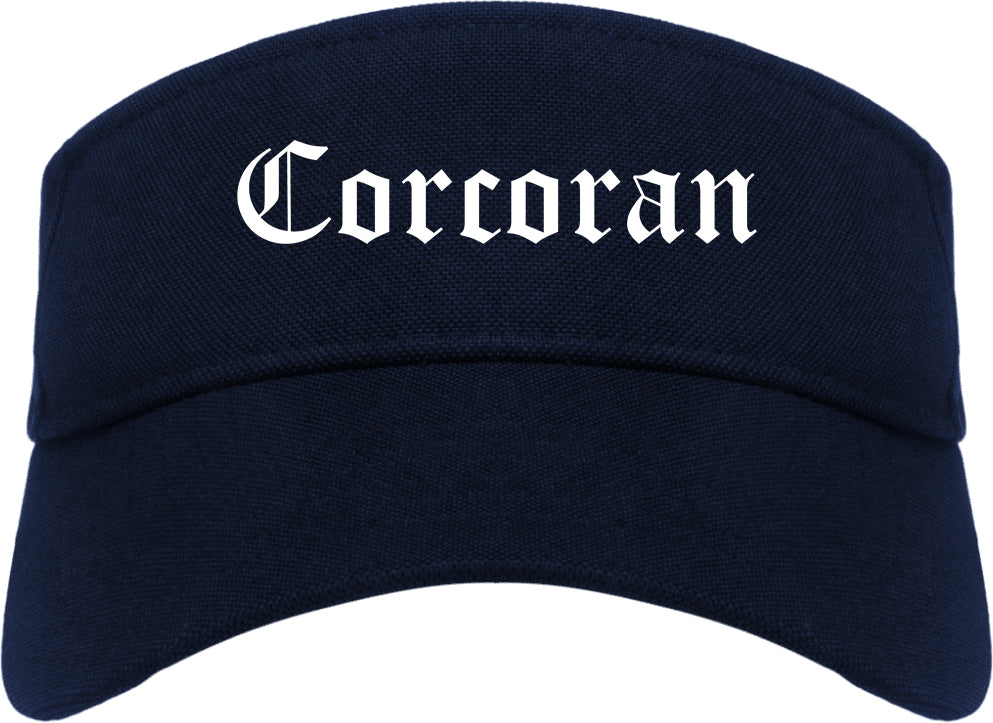 Corcoran California CA Old English Mens Visor Cap Hat Navy Blue