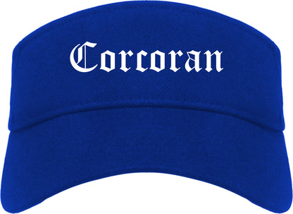 Corcoran California CA Old English Mens Visor Cap Hat Royal Blue
