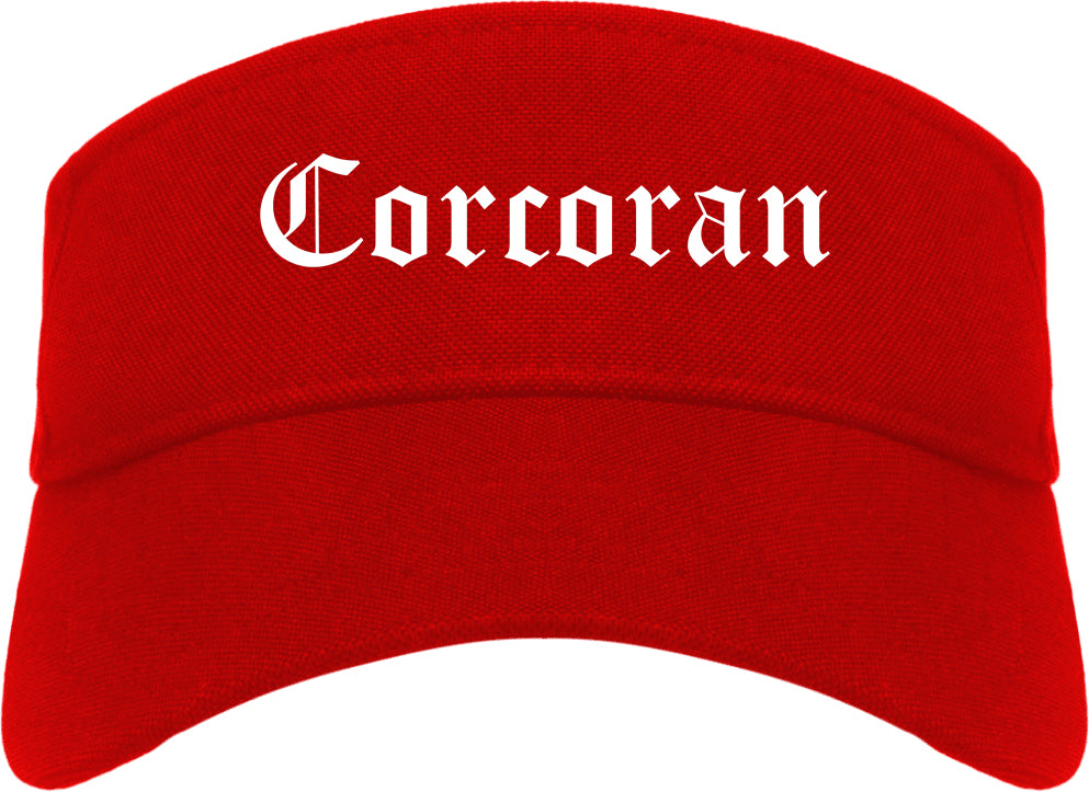 Corcoran Minnesota MN Old English Mens Visor Cap Hat Red