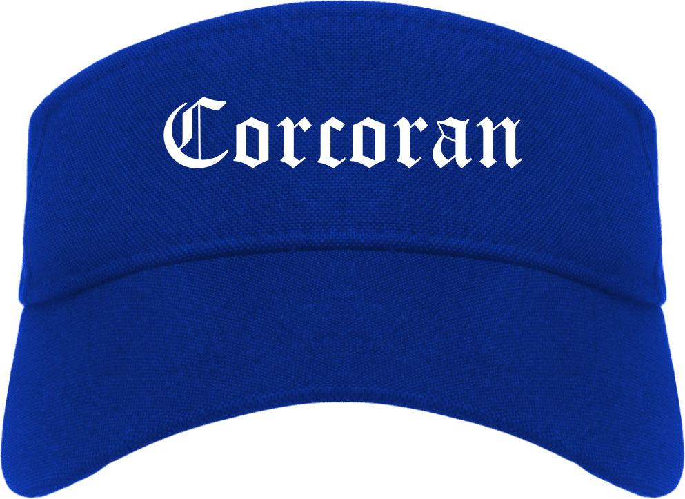 Corcoran Minnesota MN Old English Mens Visor Cap Hat Royal Blue