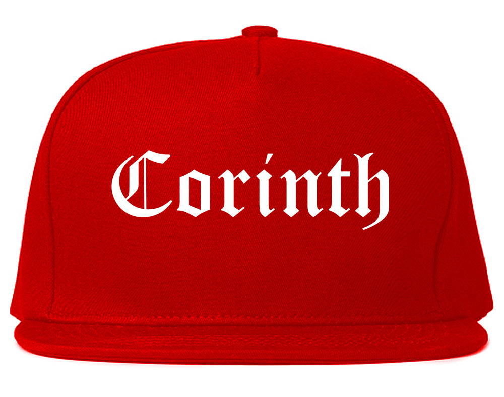 Corinth Mississippi MS Old English Mens Snapback Hat Red