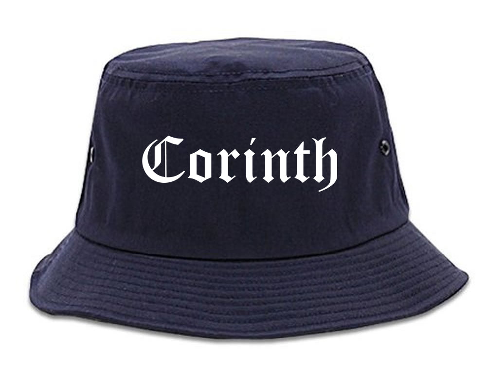 Corinth Mississippi MS Old English Mens Bucket Hat Navy Blue