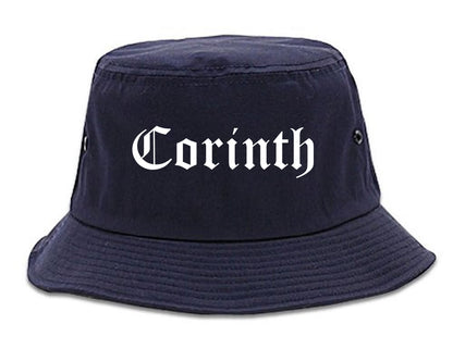 Corinth Mississippi MS Old English Mens Bucket Hat Navy Blue