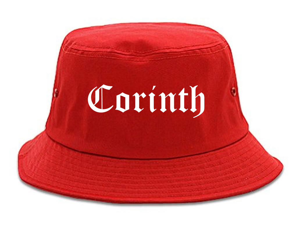 Corinth Mississippi MS Old English Mens Bucket Hat Red