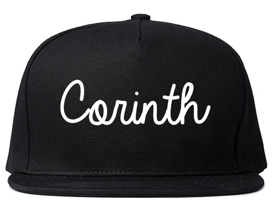 Corinth Mississippi MS Script Mens Snapback Hat Black