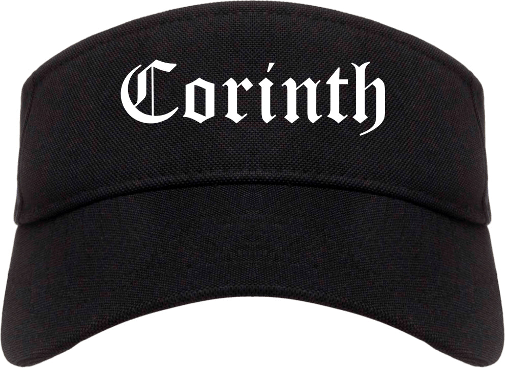 Corinth Mississippi MS Old English Mens Visor Cap Hat Black