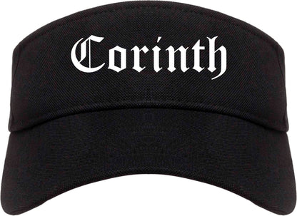 Corinth Mississippi MS Old English Mens Visor Cap Hat Black