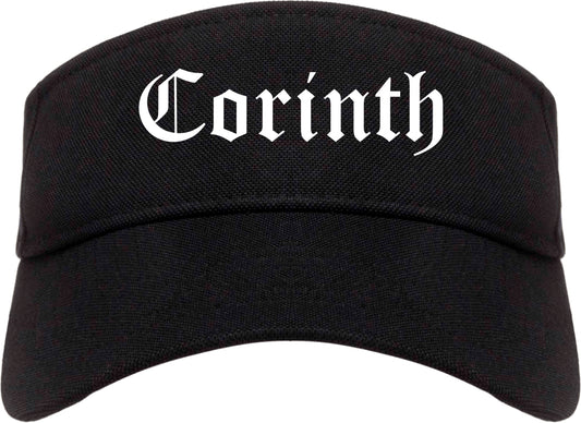 Corinth Mississippi MS Old English Mens Visor Cap Hat Black