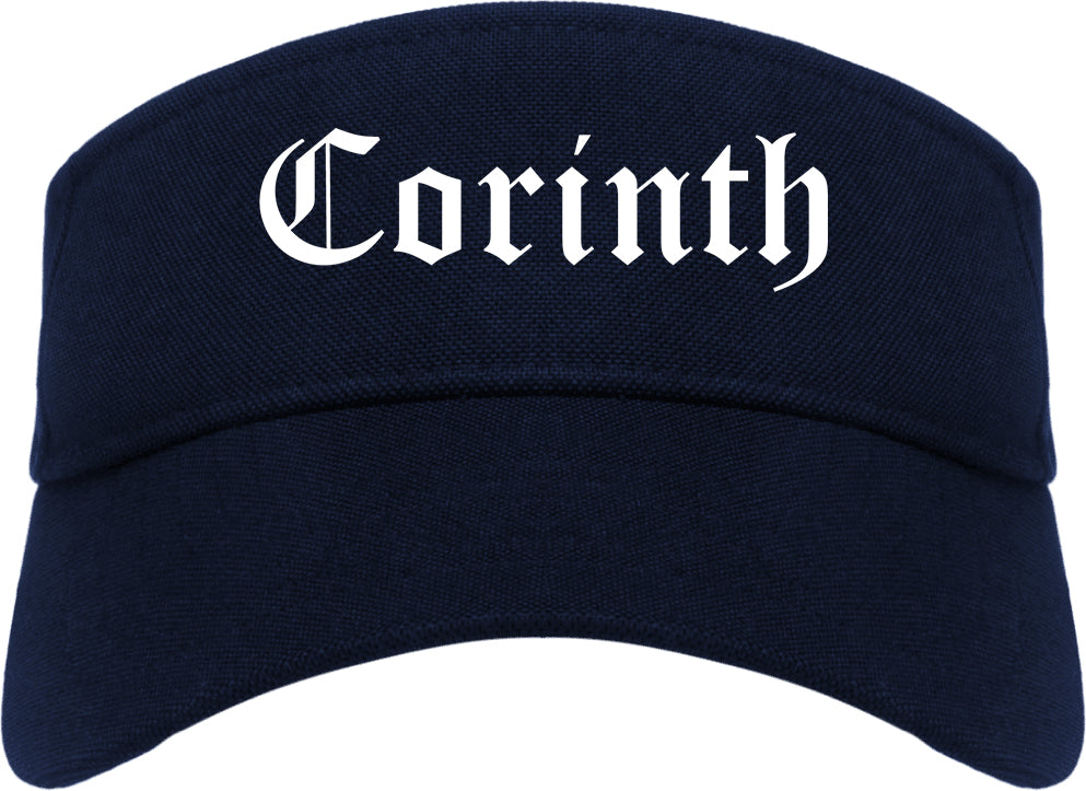 Corinth Mississippi MS Old English Mens Visor Cap Hat Navy Blue