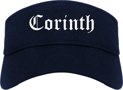 Corinth Mississippi MS Old English Mens Visor Cap Hat Navy Blue