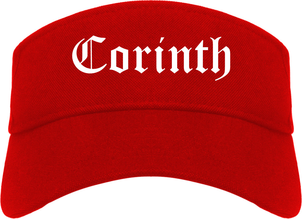 Corinth Mississippi MS Old English Mens Visor Cap Hat Red