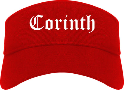 Corinth Mississippi MS Old English Mens Visor Cap Hat Red