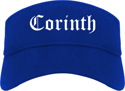 Corinth Mississippi MS Old English Mens Visor Cap Hat Royal Blue