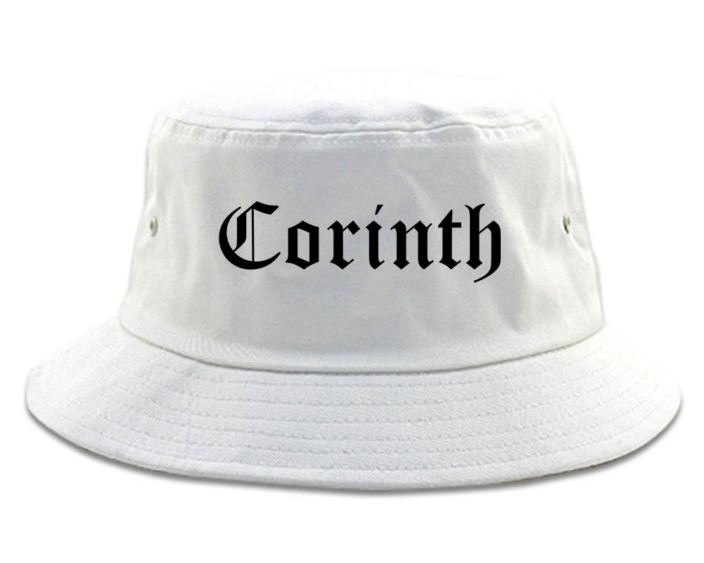 Corinth Mississippi MS Old English Mens Bucket Hat White