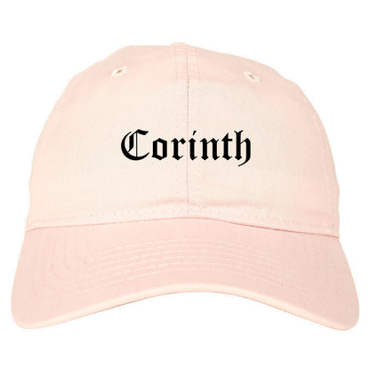 Corinth Texas TX Old English Mens Dad Hat Baseball Cap Pink