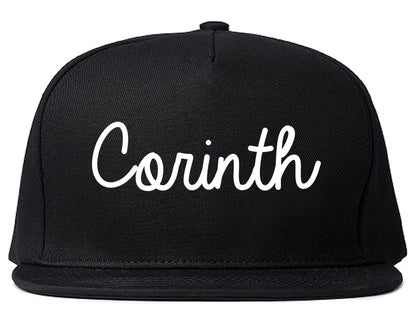 Corinth Texas TX Script Mens Snapback Hat Black
