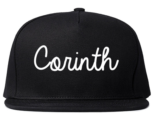 Corinth Texas TX Script Mens Snapback Hat Black