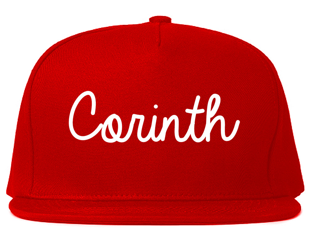 Corinth Texas TX Script Mens Snapback Hat Red