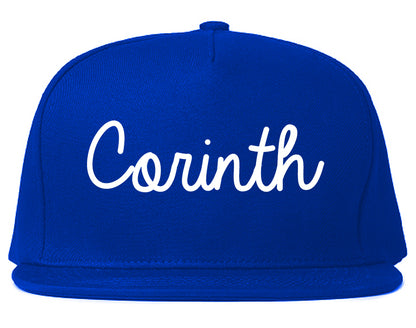 Corinth Texas TX Script Mens Snapback Hat Royal Blue