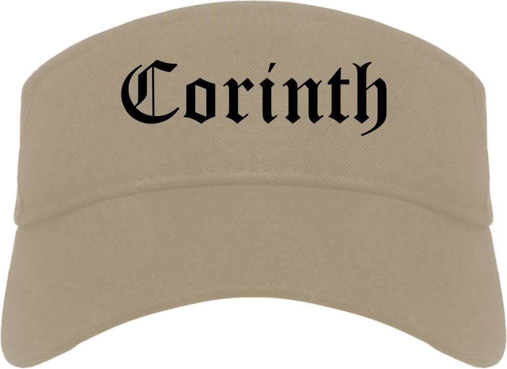 Corinth Texas TX Old English Mens Visor Cap Hat Khaki