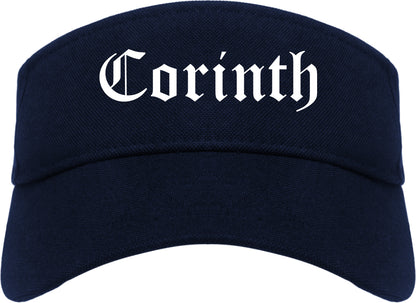 Corinth Texas TX Old English Mens Visor Cap Hat Navy Blue