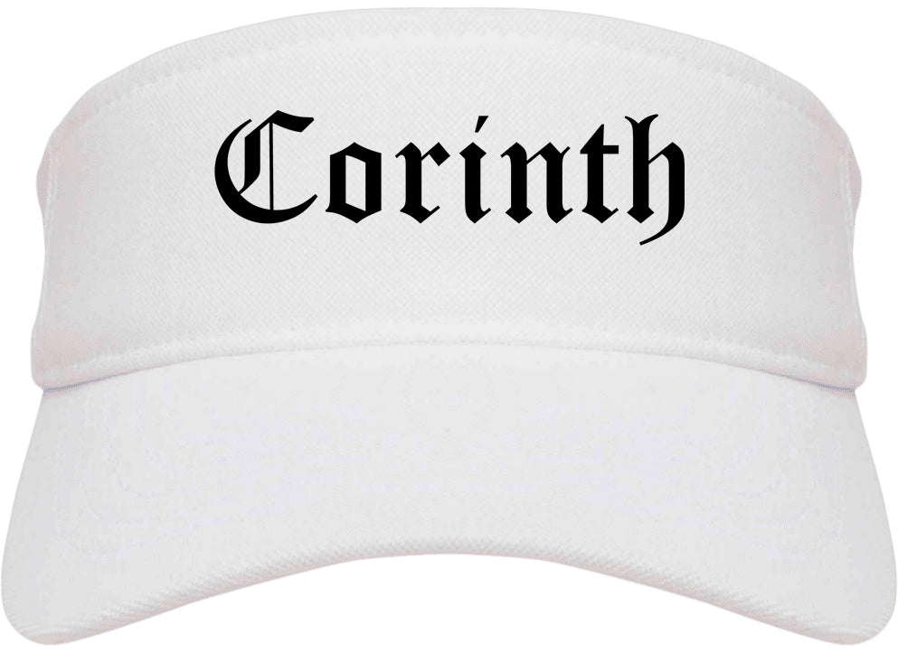 Corinth Texas TX Old English Mens Visor Cap Hat White