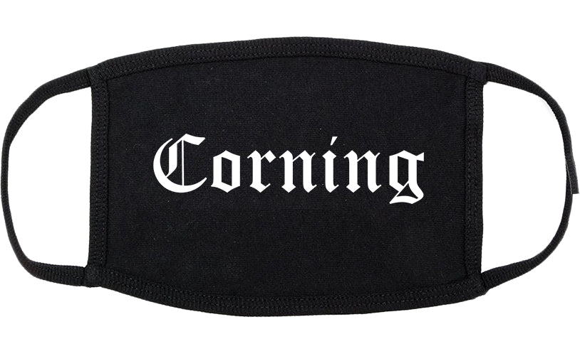 Corning California CA Old English Cotton Face Mask Black