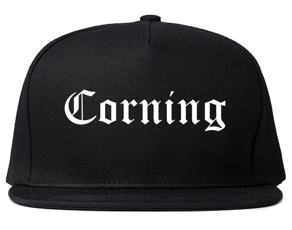 Corning California CA Old English Mens Snapback Hat Black
