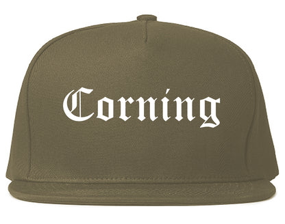 Corning California CA Old English Mens Snapback Hat Grey