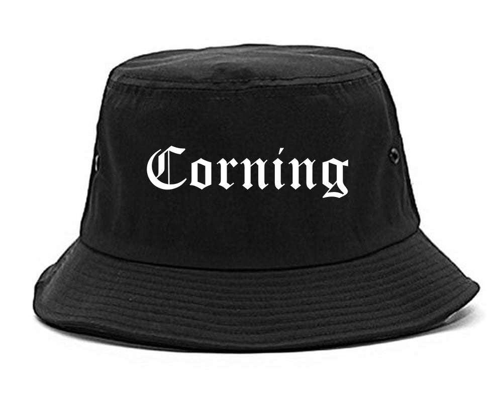 Corning California CA Old English Mens Bucket Hat Black