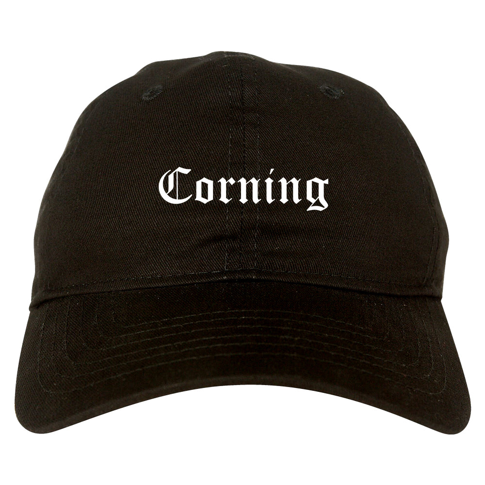 Corning California CA Old English Mens Dad Hat Baseball Cap Black