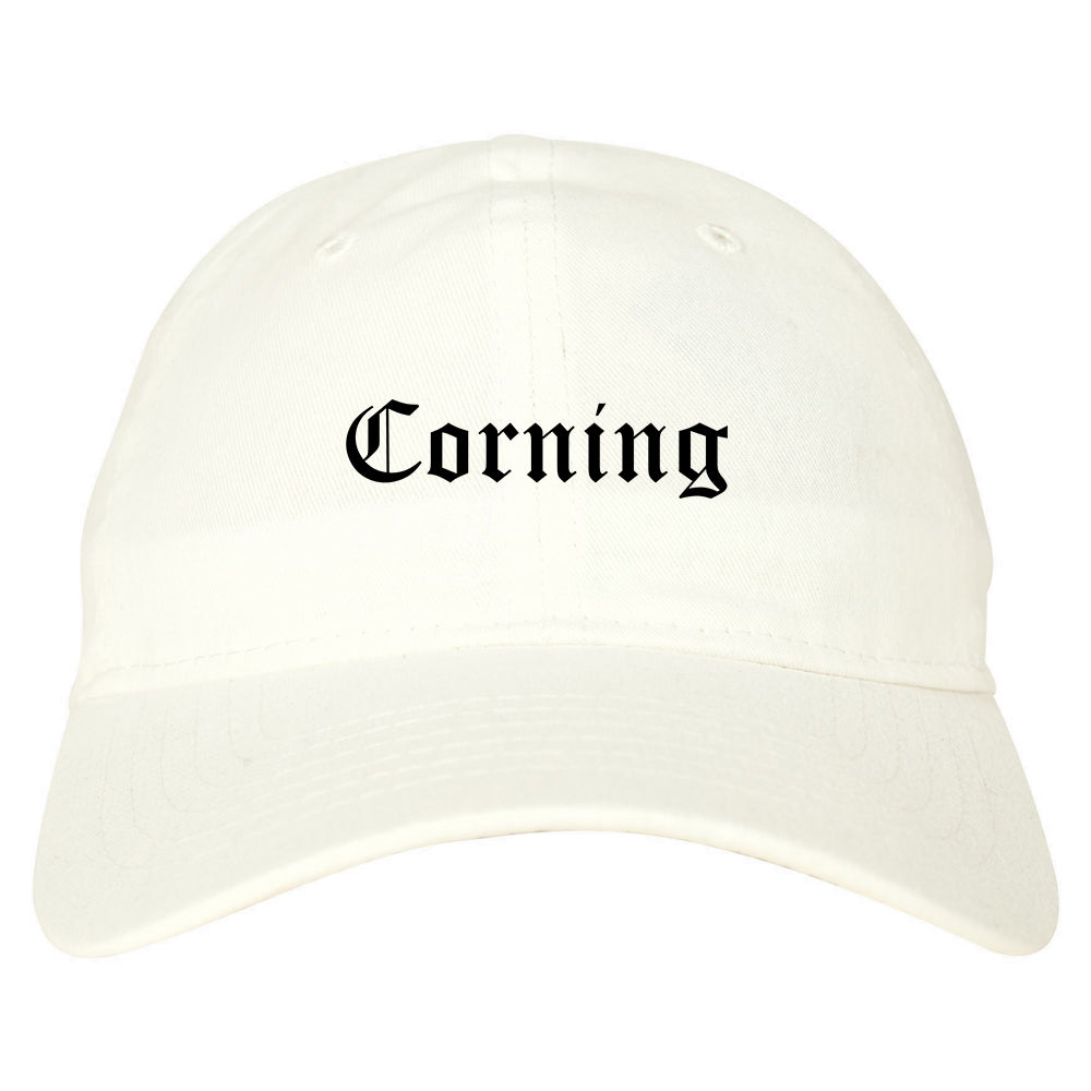 Corning California CA Old English Mens Dad Hat Baseball Cap White