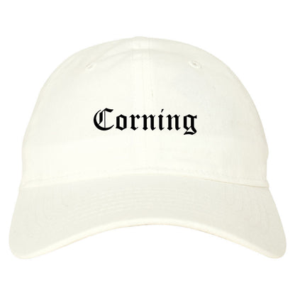 Corning California CA Old English Mens Dad Hat Baseball Cap White