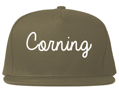 Corning California CA Script Mens Snapback Hat Grey